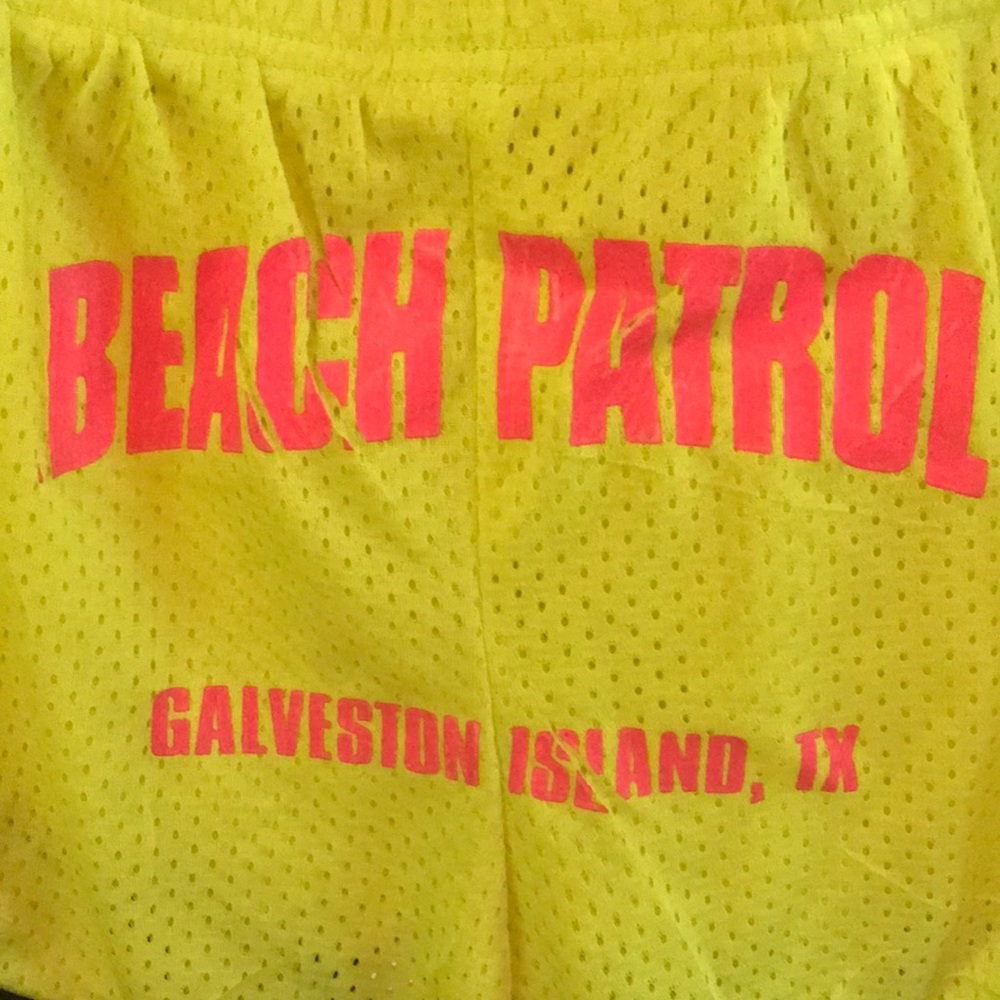 BEACH PATROL NEON YELLOW SHORTS. Size Medium.